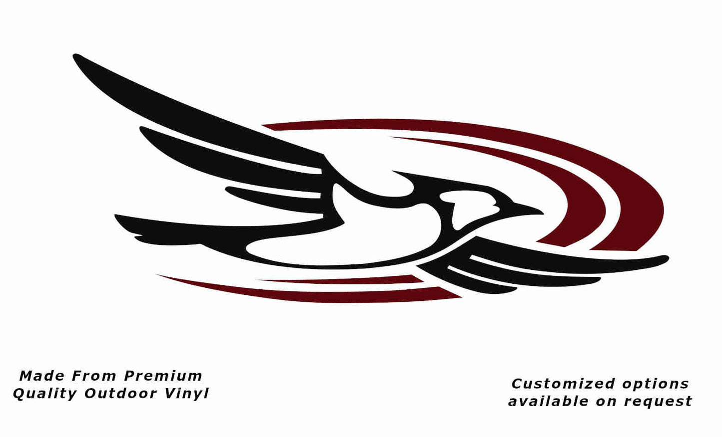 Jayco bird 2000-2010 right caravan replacement vinyl decal sticker in black with a purple red crescent.