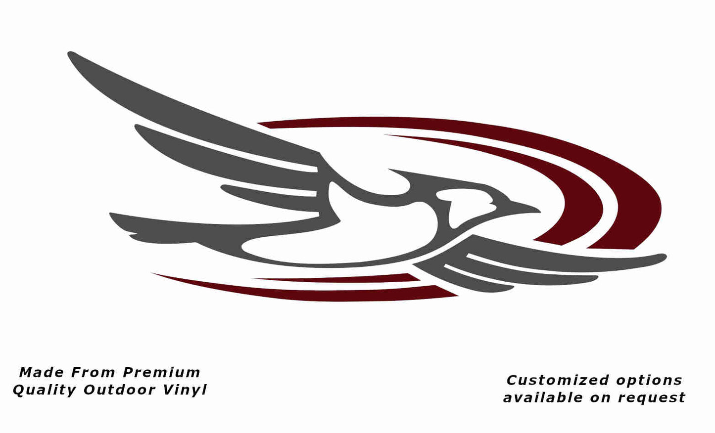 Jayco bird 2000-2010 right caravan replacement vinyl decal sticker in dark grey with a purple red crescent.