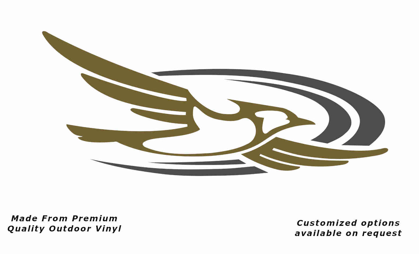 Jayco bird 2000-2010 right caravan replacement vinyl decal sticker in gold with a dark grey crescent.