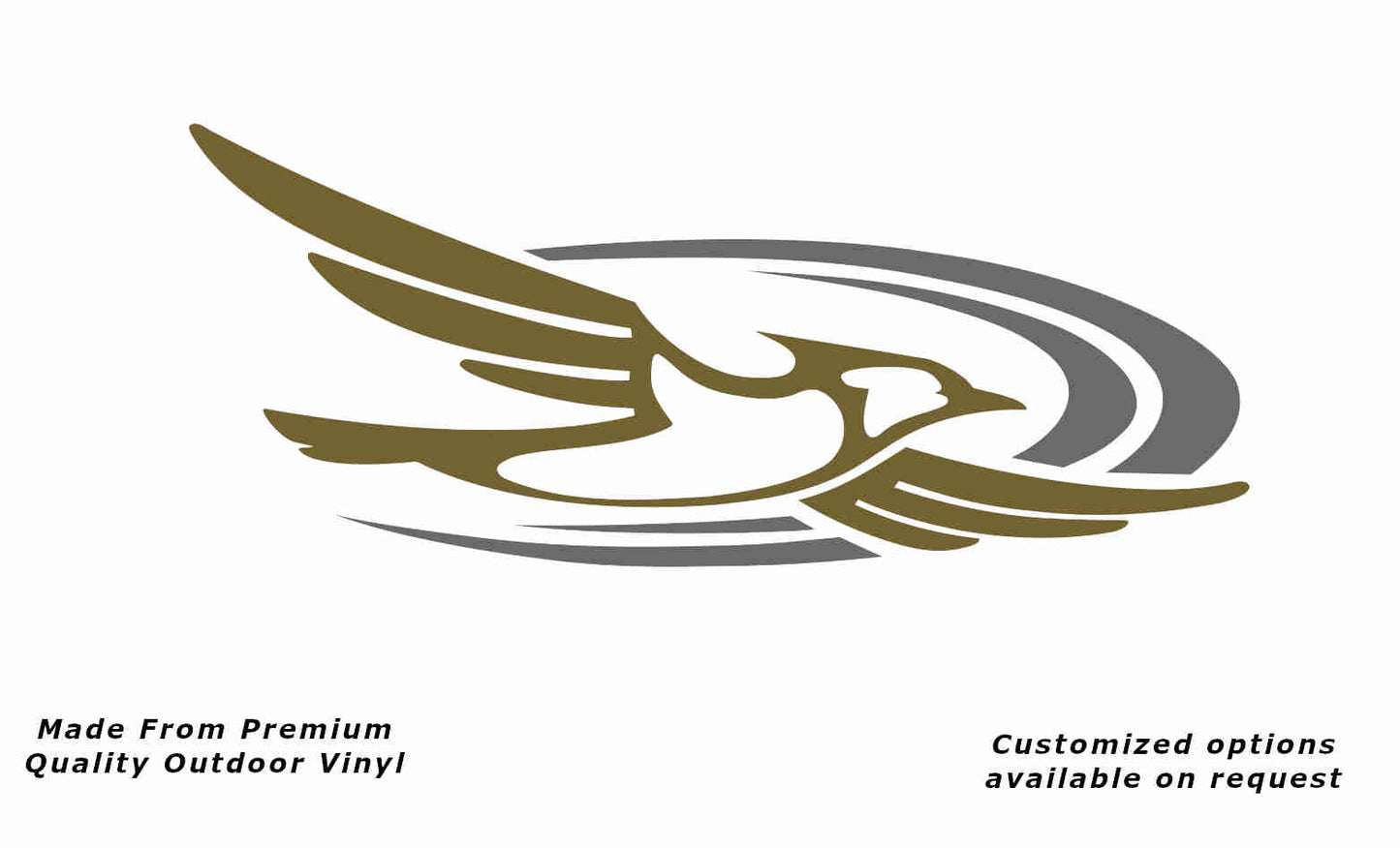 Jayco bird 2000-2010 right caravan replacement vinyl decal sticker in gold with a silver grey crescent.