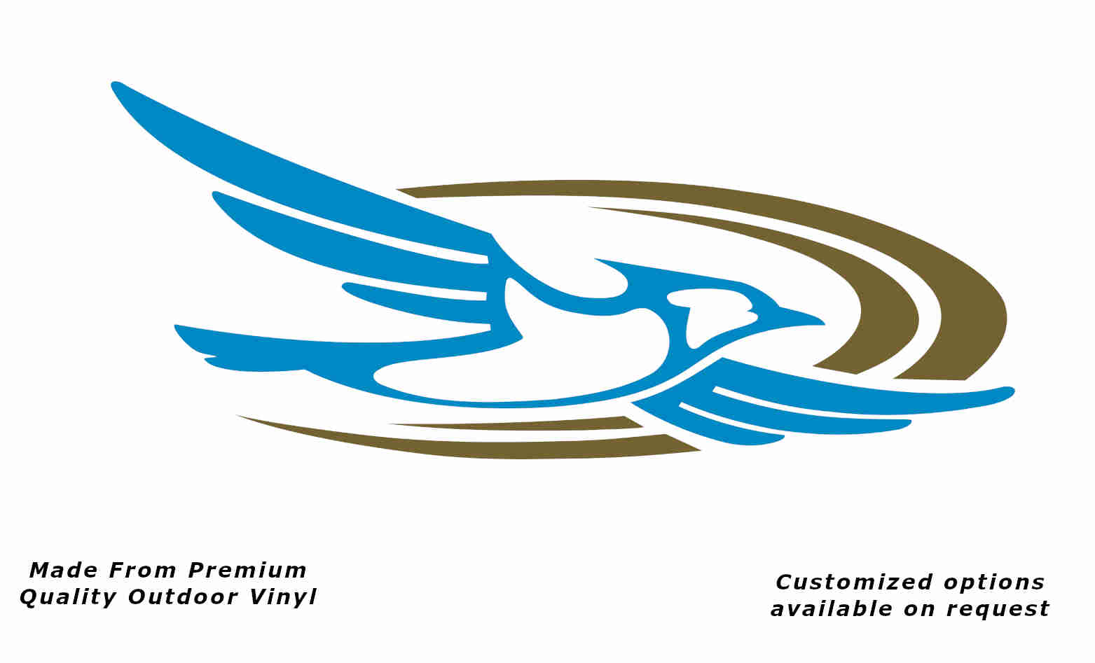 Jayco bird 2000-2010 right caravan replacement vinyl decal sticker in light blue with a gold crescent.