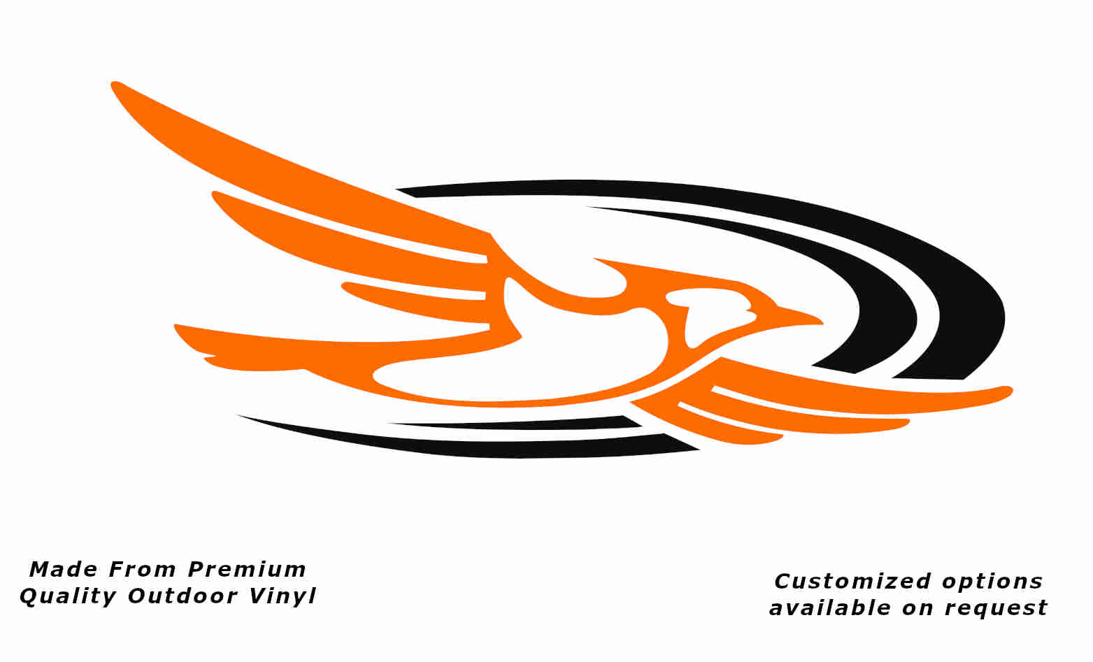 Jayco bird 2000-2010 right caravan replacement vinyl decal sticker in pastel orange with a black crescent.