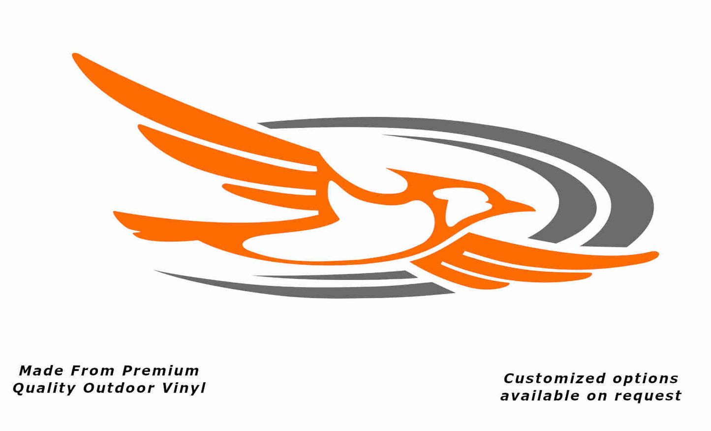 Jayco bird 2000-2010 right caravan replacement vinyl decal sticker in pastel orange with a silver grey crescent.