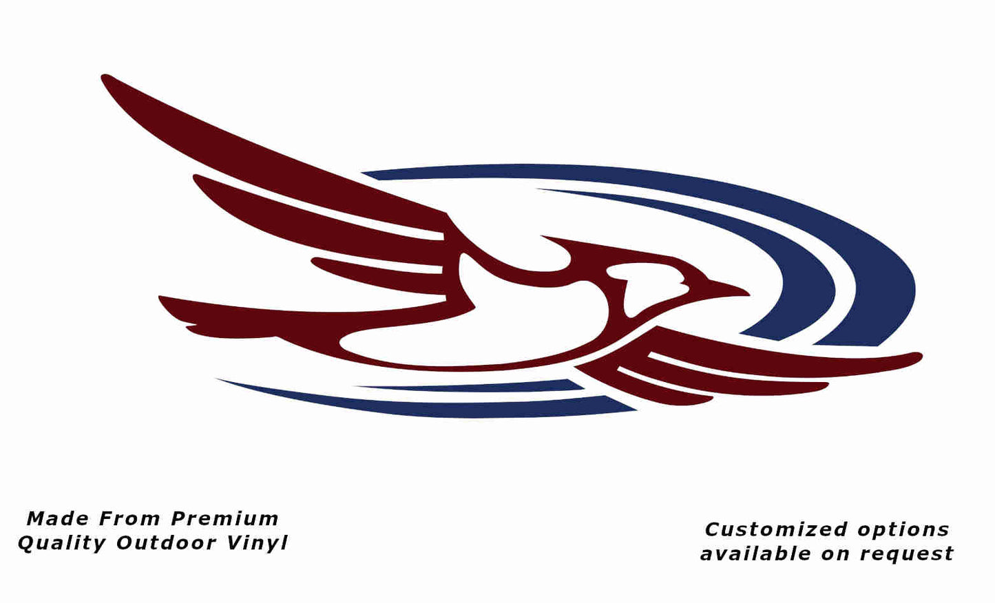 Jayco bird 2000-2010 right caravan replacement vinyl decal sticker in purple red with a dark blue crescent.