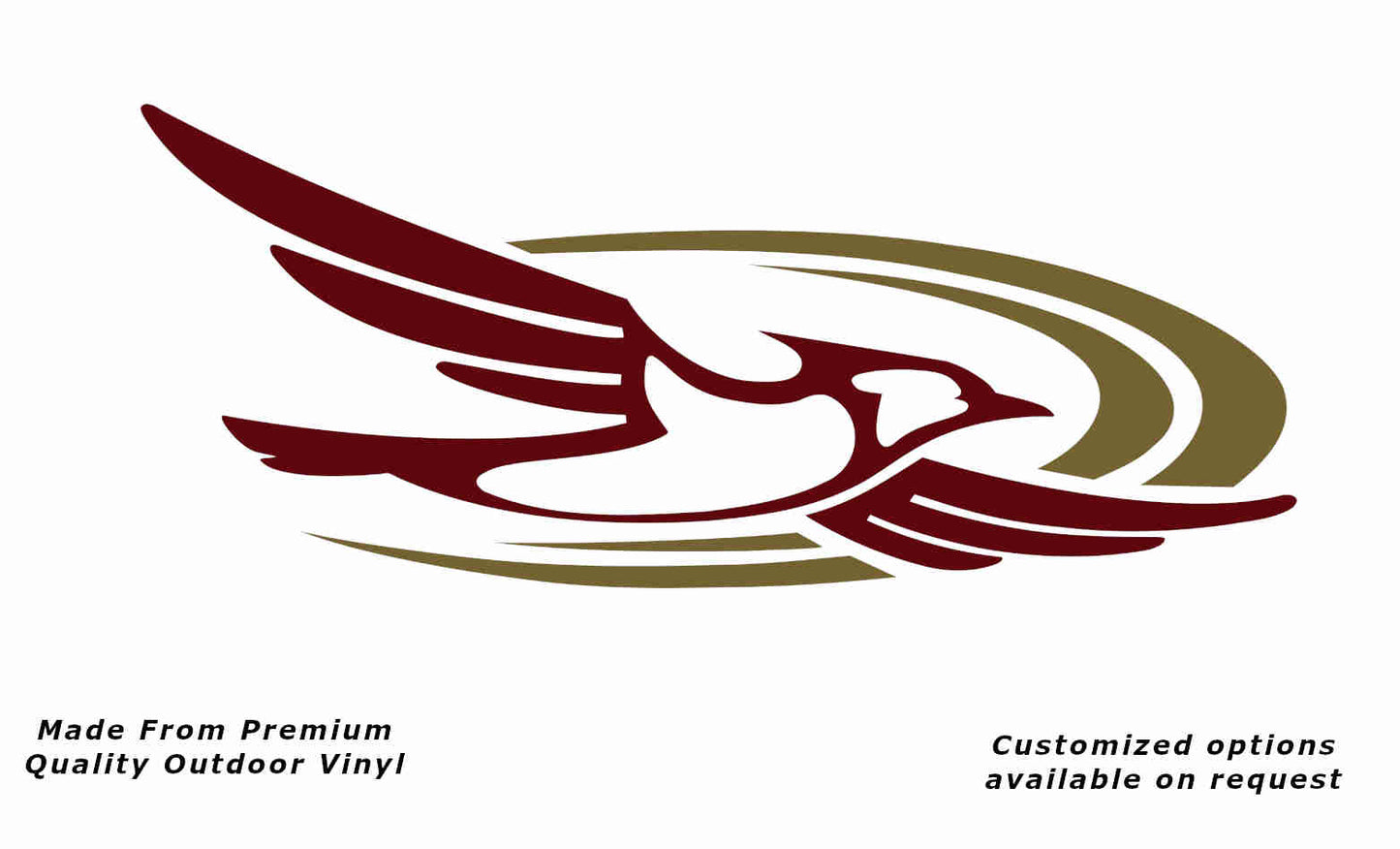 Jayco bird 2000-2010 right caravan replacement vinyl decal sticker in purple red with a gold crescent.