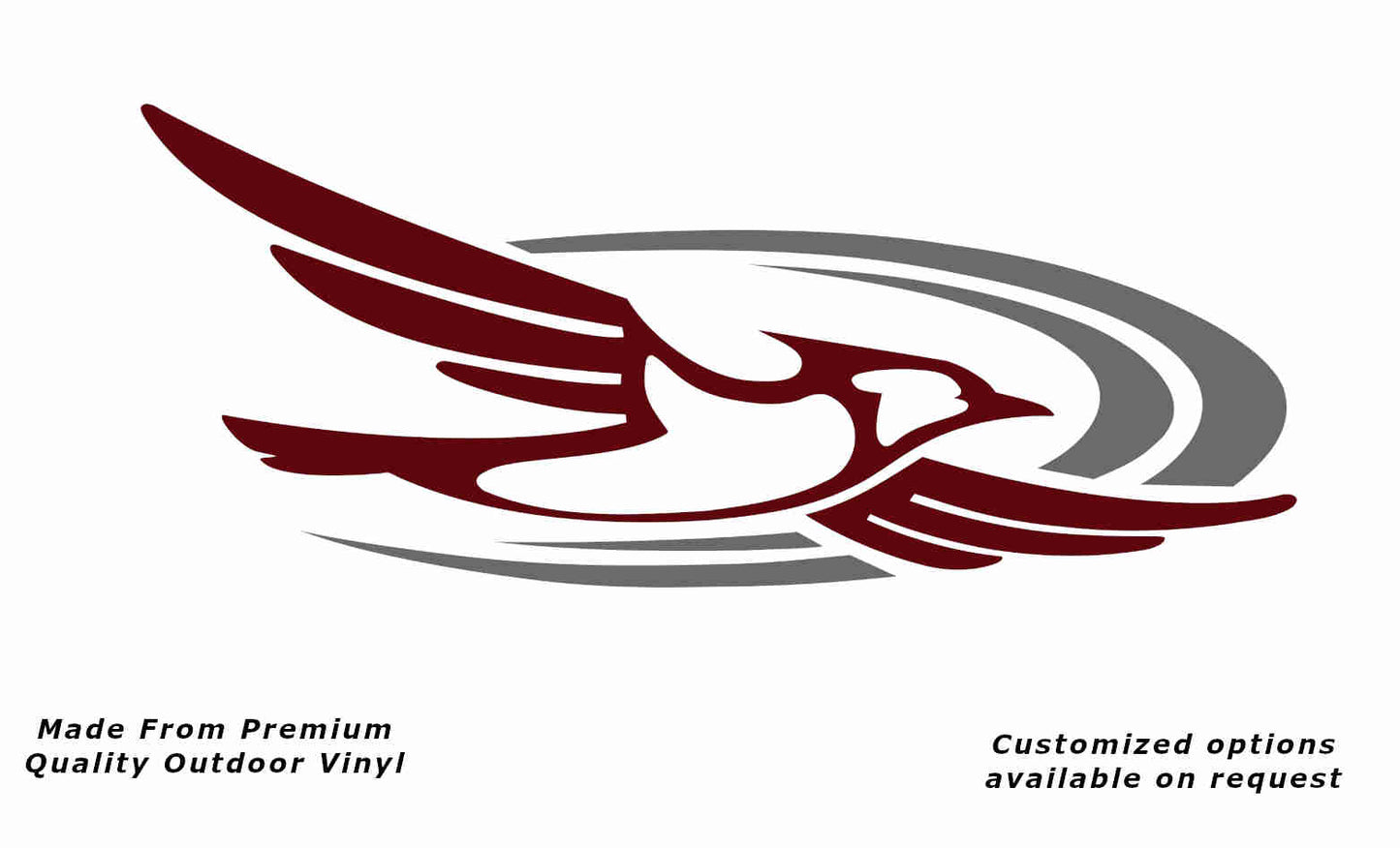 Jayco bird 2000-2010 right caravan replacement vinyl decal sticker in purple red with a silver grey crescent.