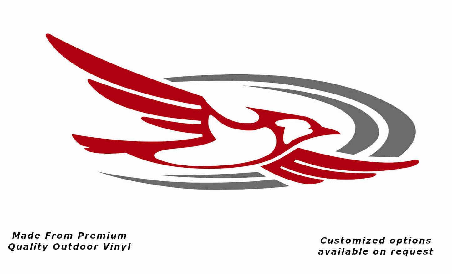 Jayco bird 2000-2010 right caravan replacement vinyl decal sticker in red with a silver grey crescent.