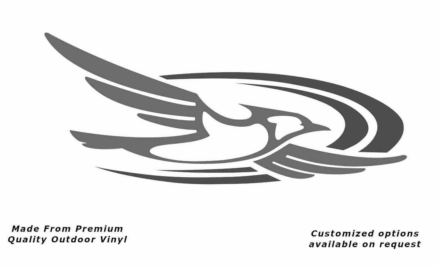 Jayco bird 2000-2010 right caravan replacement vinyl decal sticker in silver grey with a dark grey crescent.