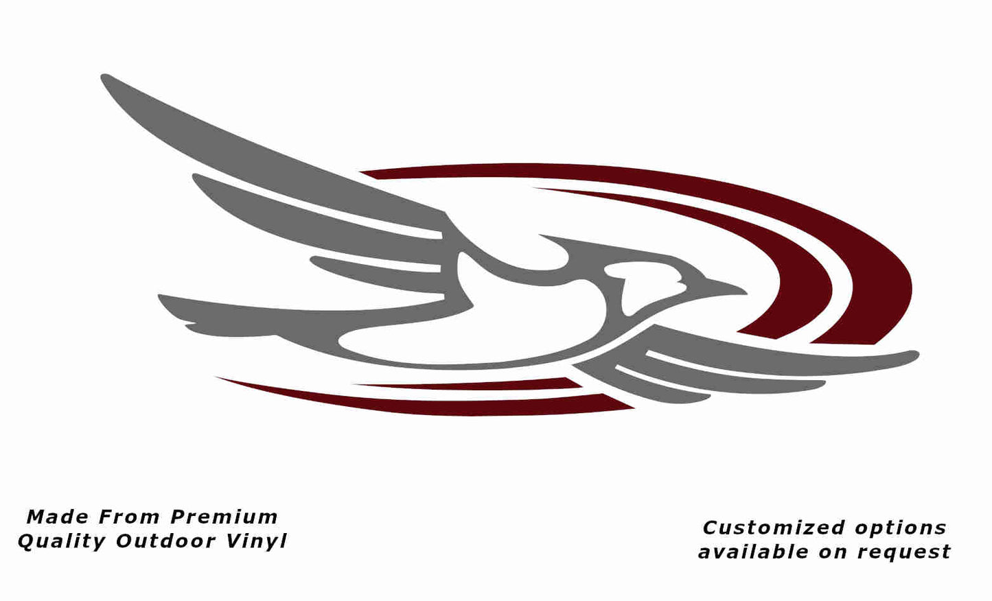 Jayco bird 2000-2010 right caravan replacement vinyl decal sticker in silver grey with a purple red crescent.