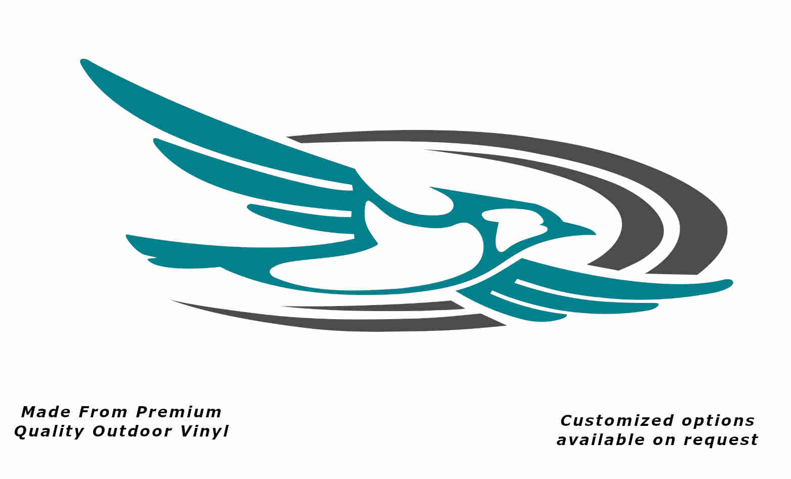 Jayco bird 2000-2010 right caravan replacement vinyl decal sticker in turquoise blue with a dark blue crescent.