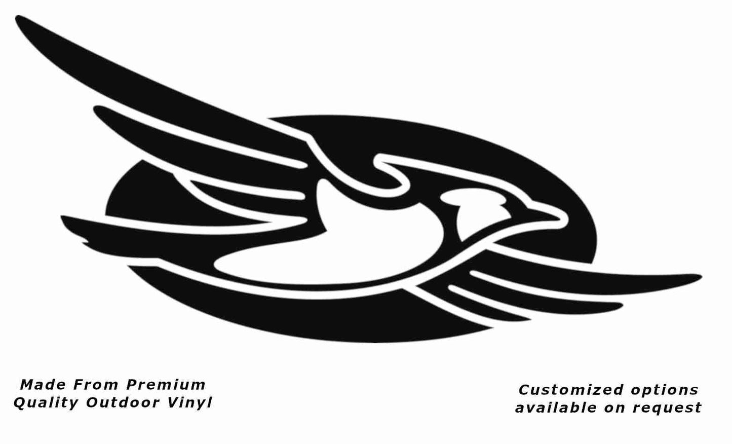 Jayco bird disc right caravan replacement vinyl decal sticker with a black bird and black disc.