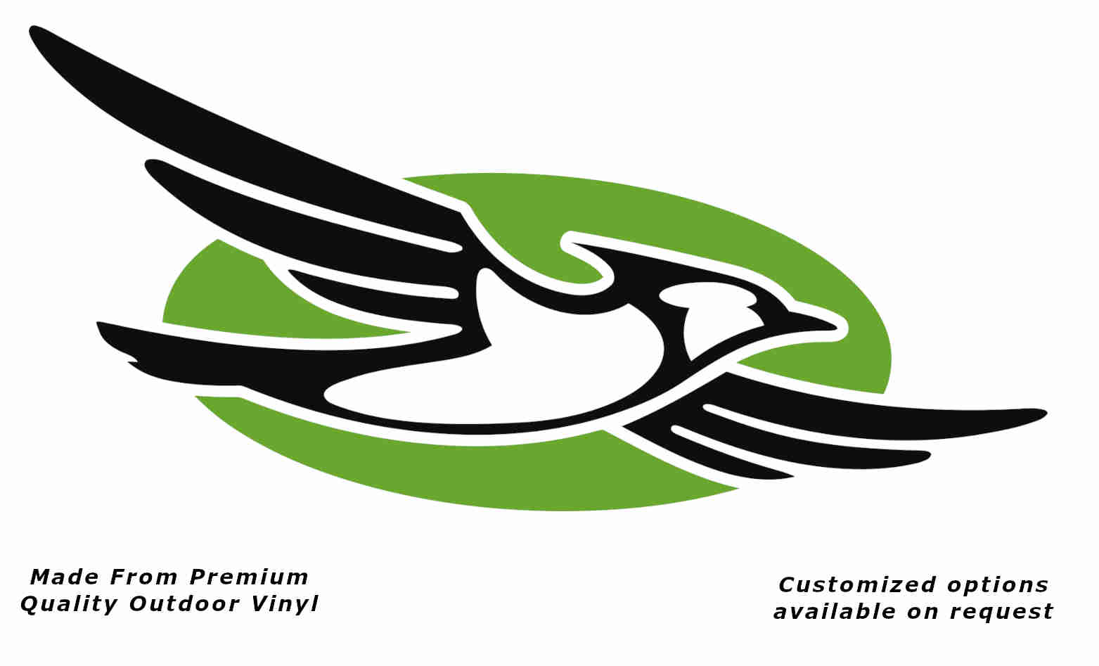 Jayco bird disc right caravan replacement vinyl decal sticker with a black bird and lime disc.