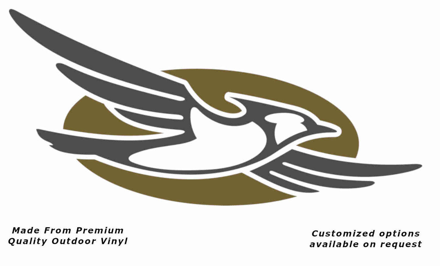 Jayco bird disc right caravan replacement vinyl decal sticker with a dark grey bird and gold disc.