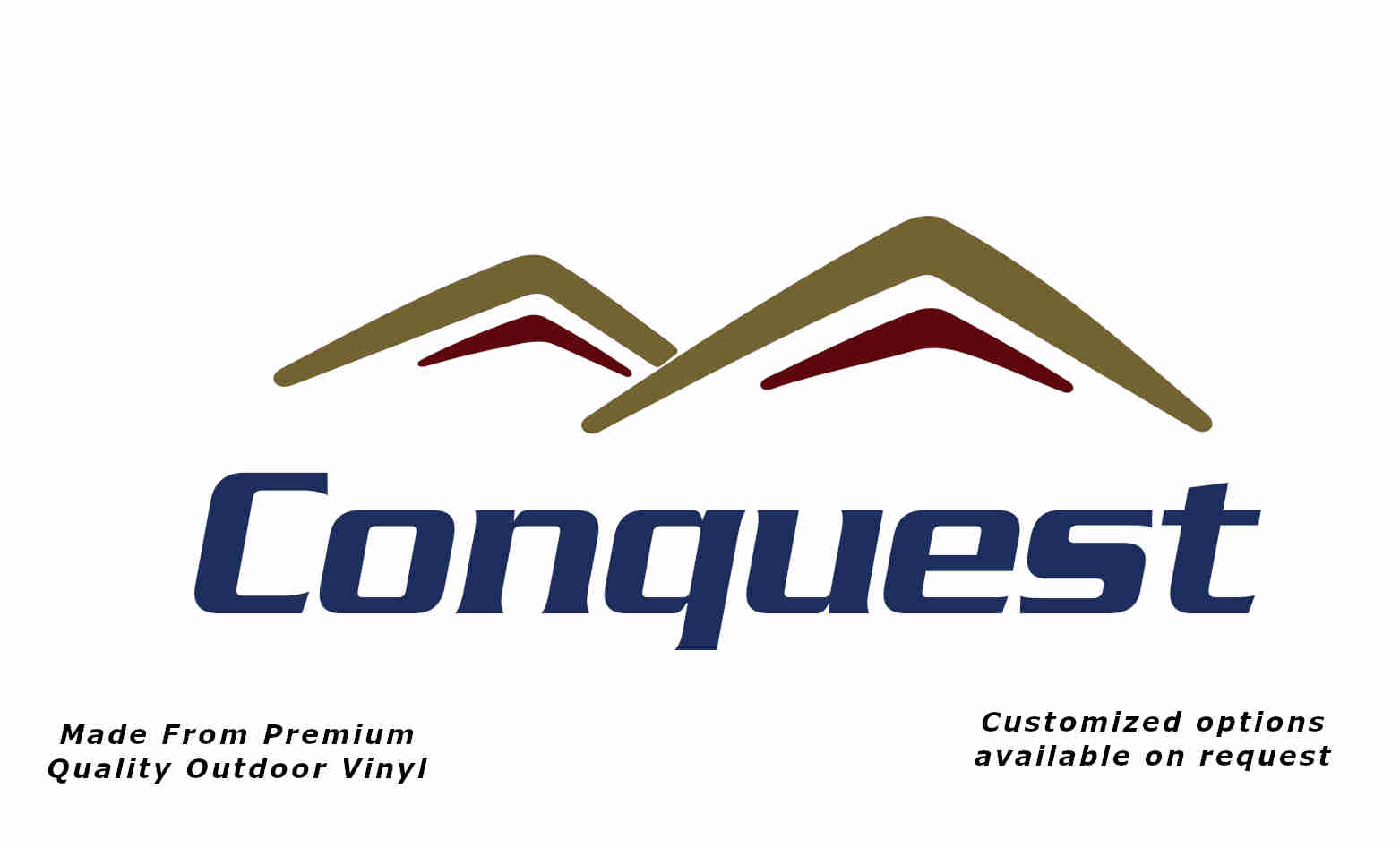 Jayco conquest mountains 2007 caravan replacement vinyl decal sticker in gold, purple red and dark blue.