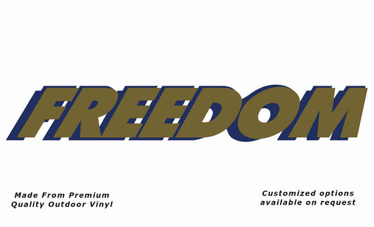 Jayco freedom 2001 caravan vinyl replacement decal sticker in gold and dark-blue.