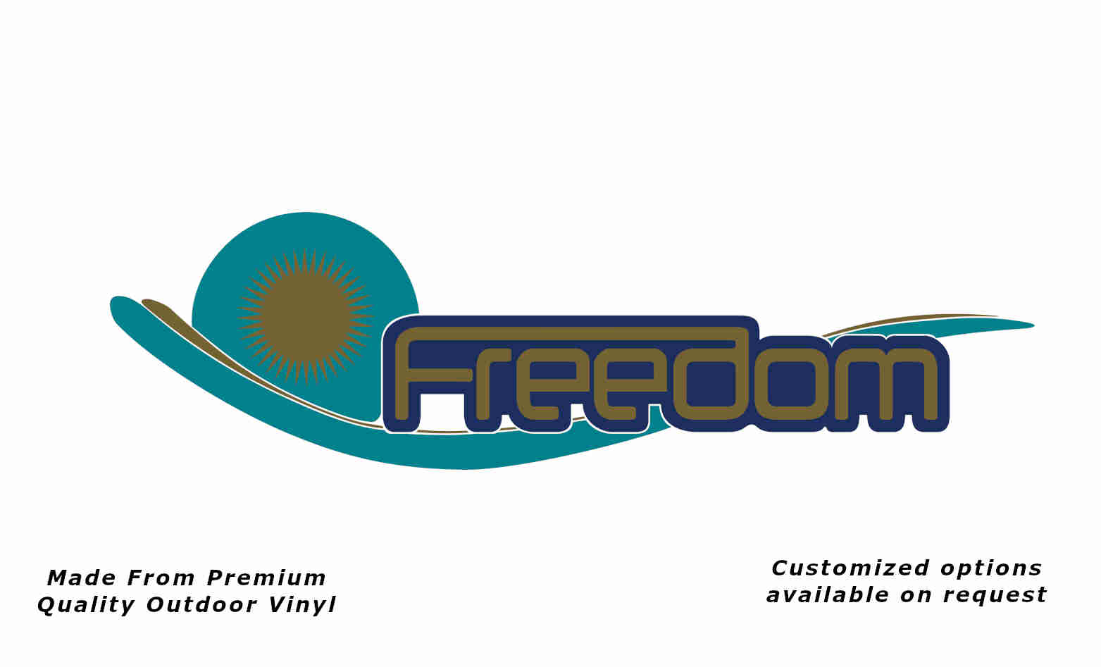 Jayco freedom 2004 stoneshield caravan replacement vinyl decal sticker in turquoise blue, gold and dark blue.