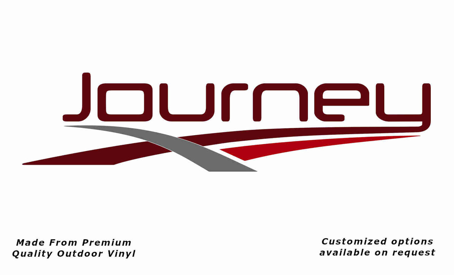 Jayco Journey 2014 caravan vinyl replacement decal sticker in purple-red, silver-grey and red.