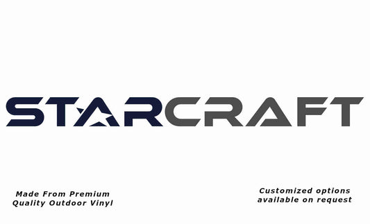 Jayco starcraft 2011 caravan vinyl replacement decal sticker in deep sea blue and dark-grey.