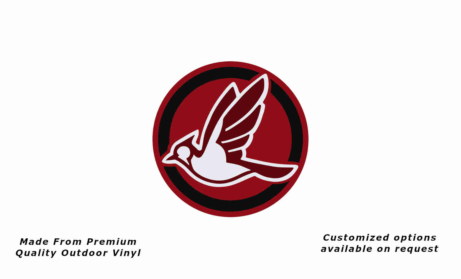 Jayco Bird Left 1992-1994 caravan and camper replacement vinyl decal sticker in dark red, purple red, black and white.