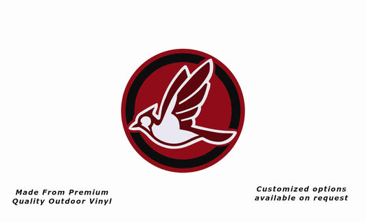 Jayco Bird Left 1992-1994 caravan and camper replacement vinyl decal sticker in dark red, purple red, black and white.