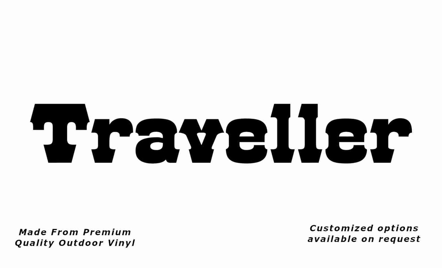 Traveller 1980s caravan replacement vinyl decal sticker in black.