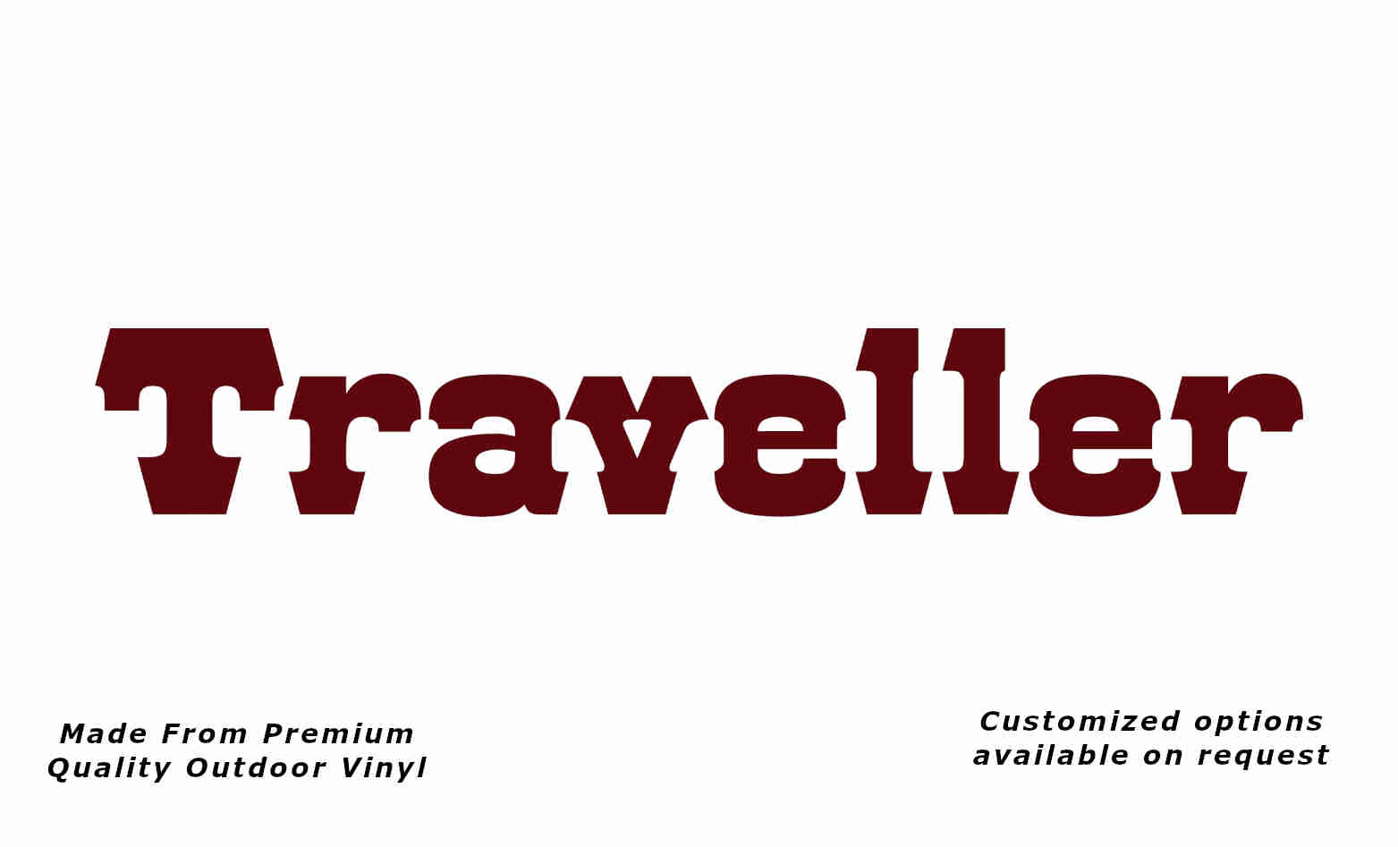 Traveller 1980s caravan replacement vinyl decal sticker in purple-red.