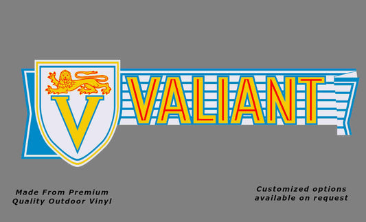 Viscount valiant 1963-64 caravan replacement vinyl decal in red, yellow, light blue and white.