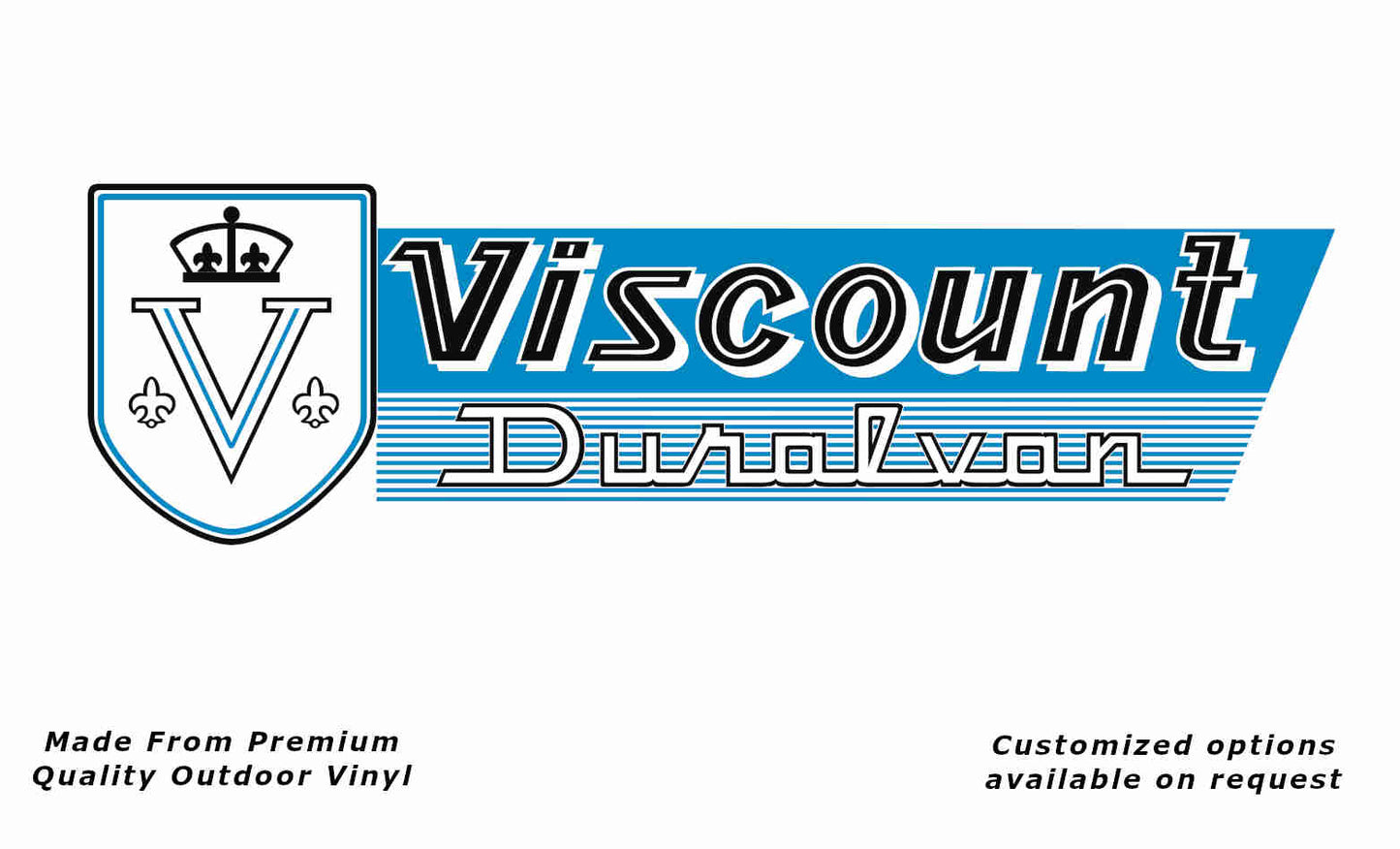 Viscount duralvan caravan replacement vinyl decal sticker in light blue and black.