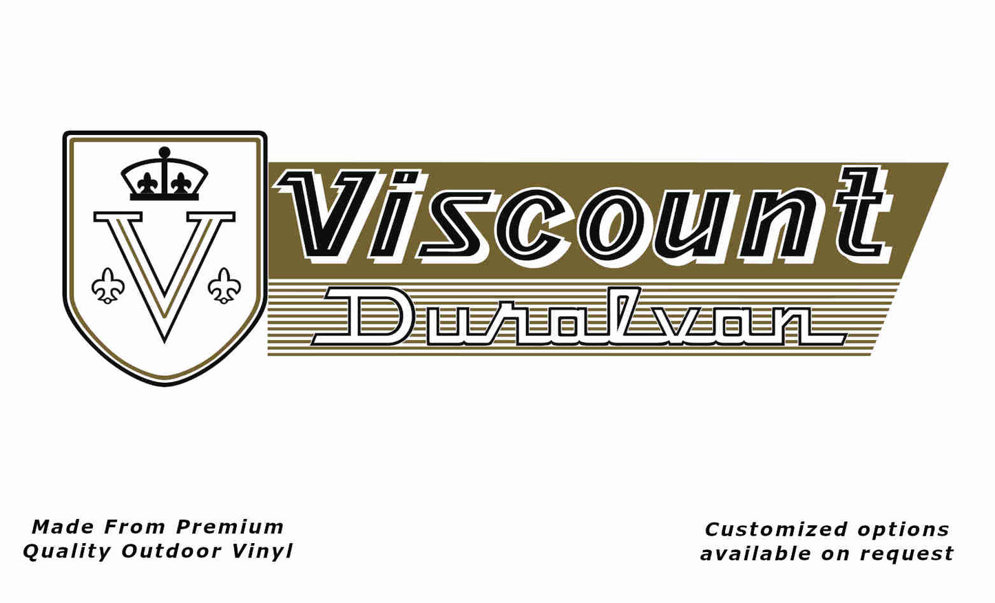 Viscount duralvan caravan replacement vinyl decal sticker in gold and black.