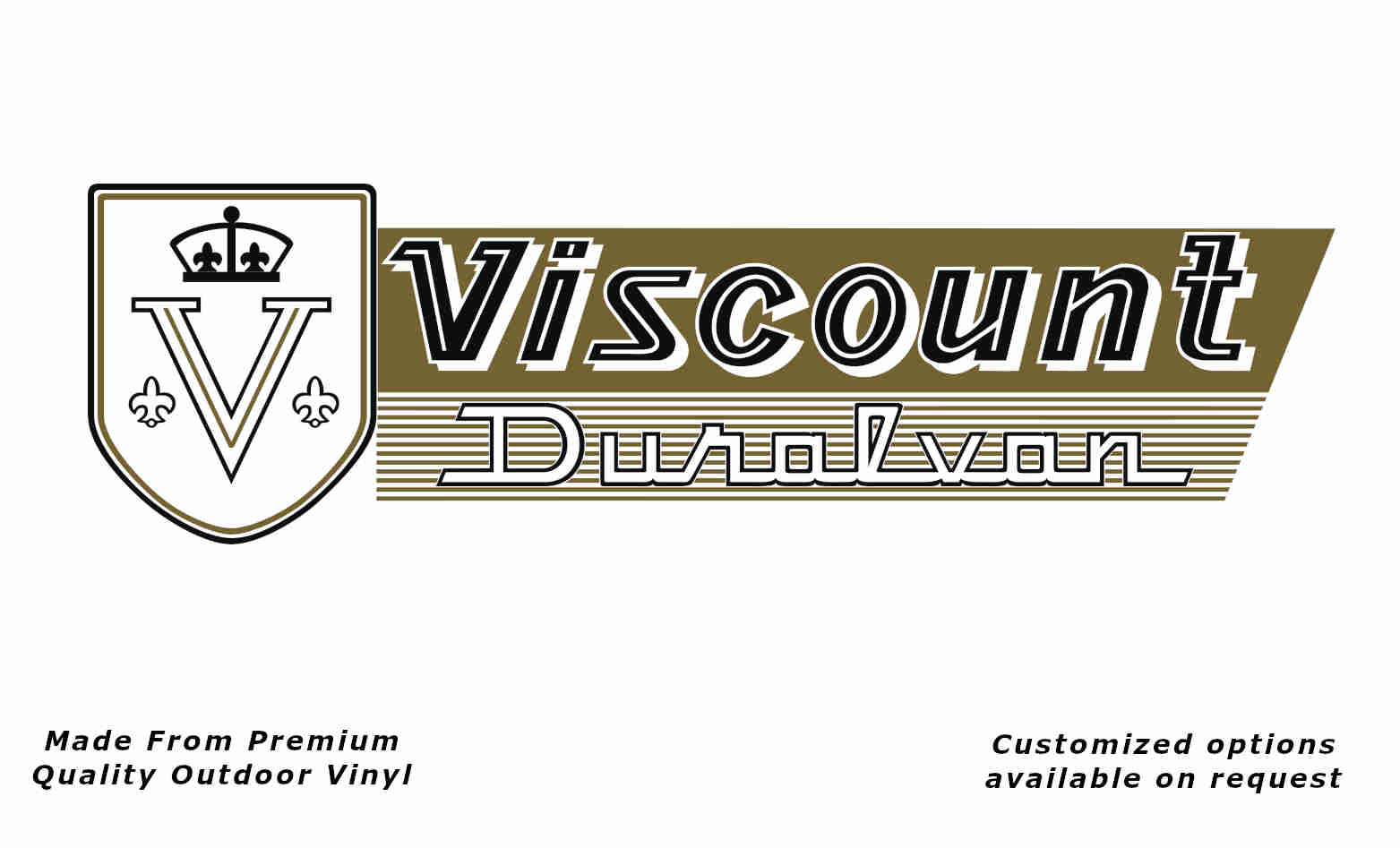 Viscount duralvan caravan replacement vinyl decal sticker in gold and black.