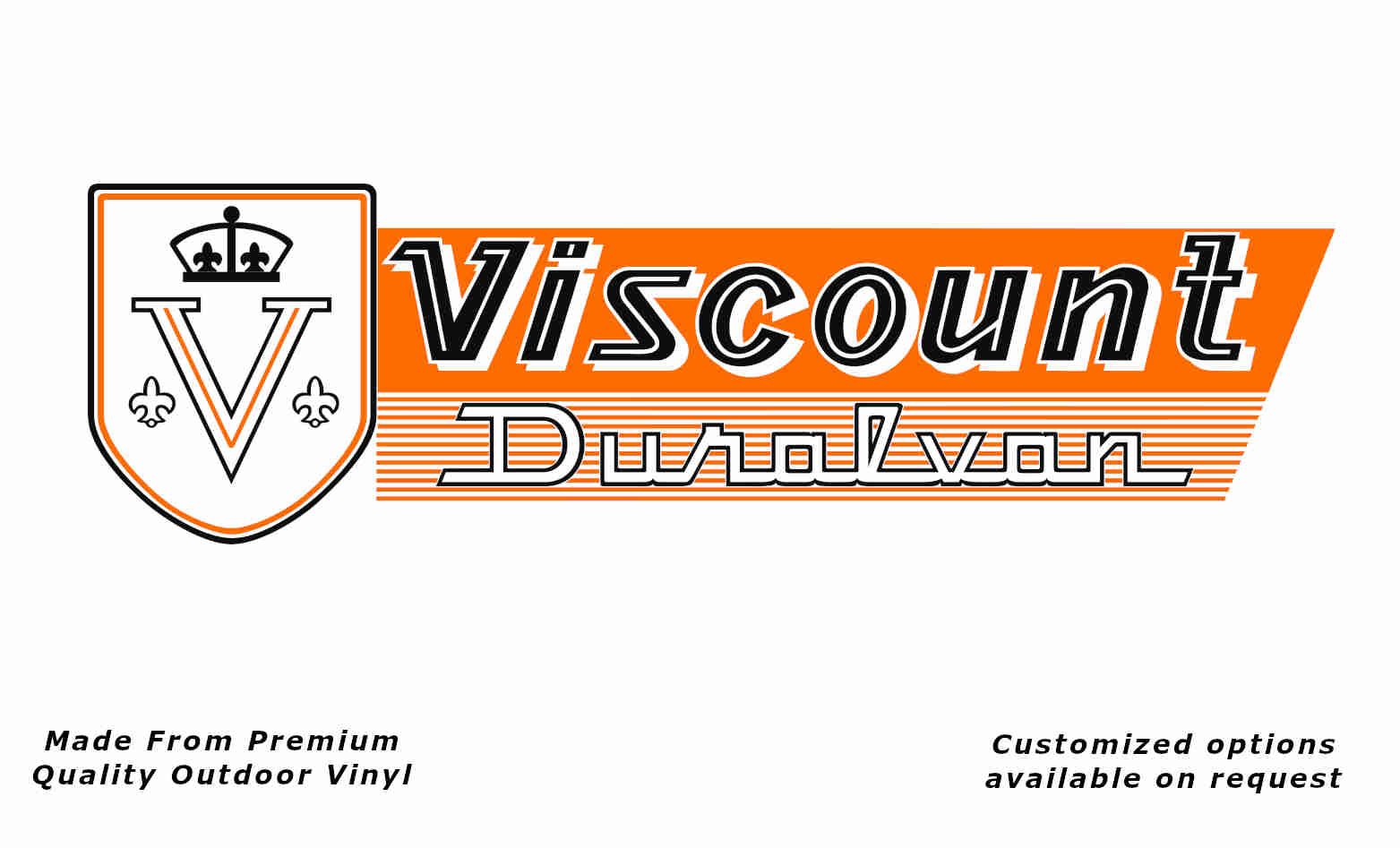 Viscount duralvan caravan replacement vinyl decal sticker in pastel orange and black.