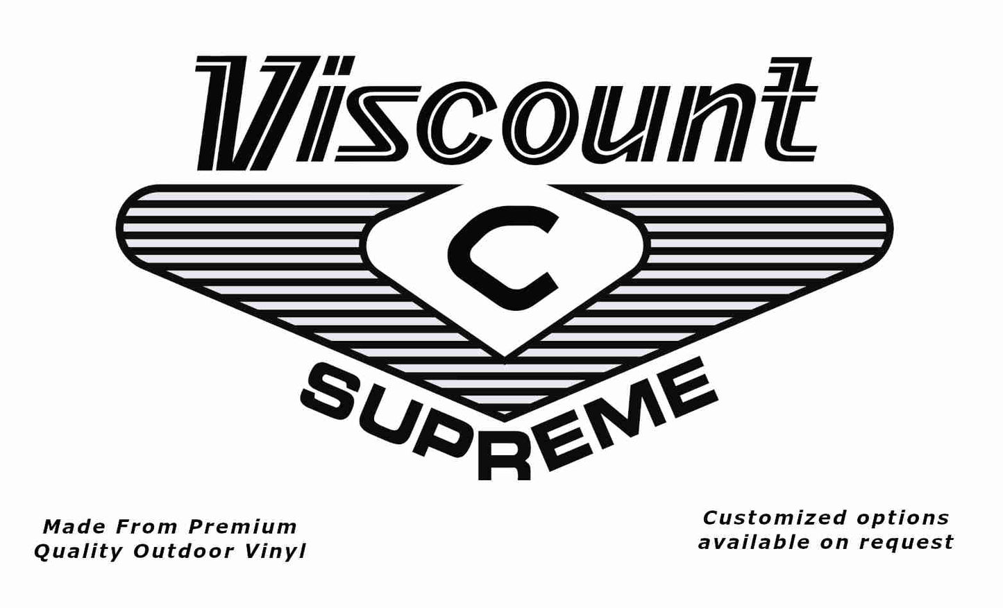 Viscount Supreme 1970s caravan vinyl replacement decal sticker in black.