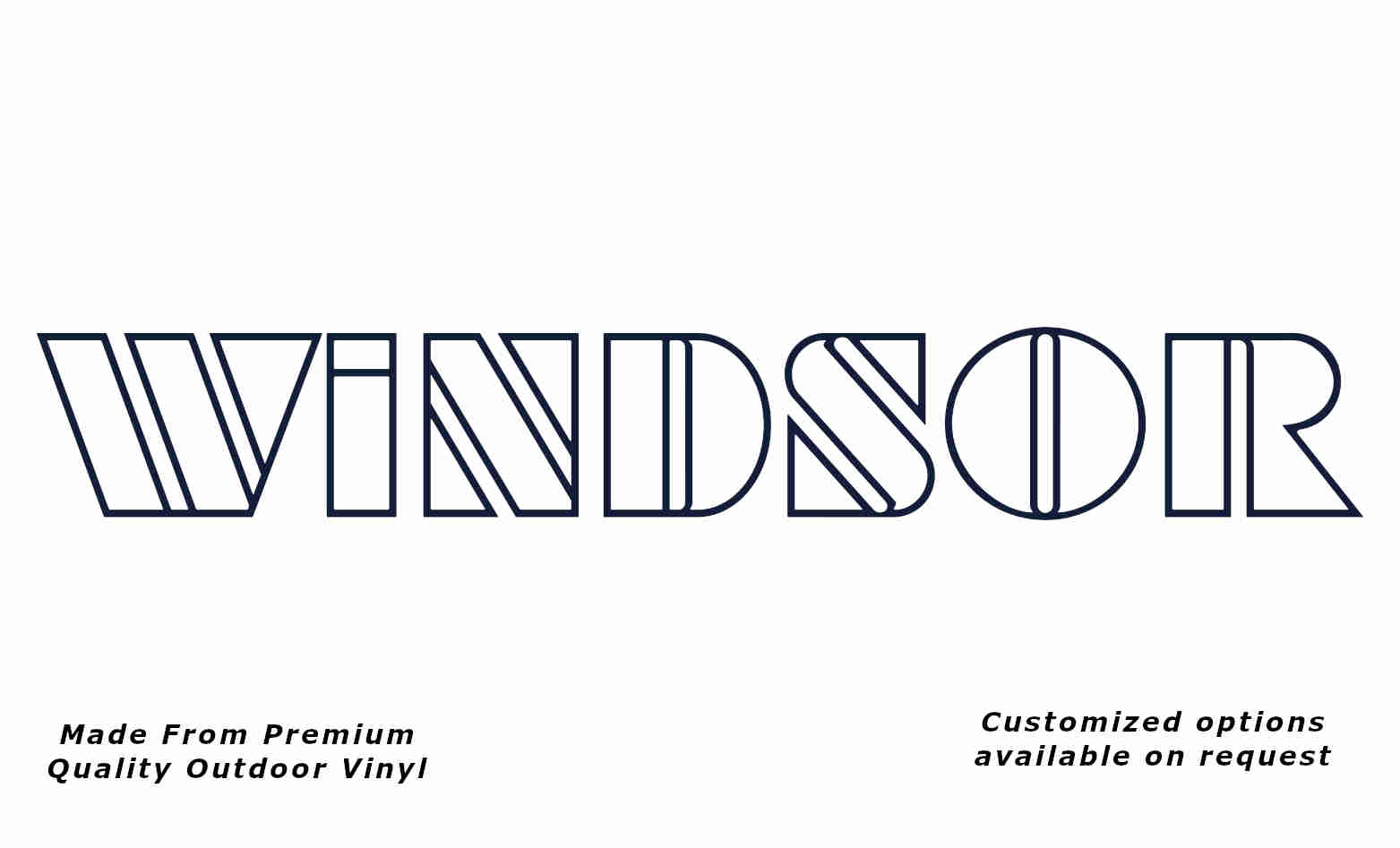 Windsor 1980s v1 no-fill caravan replacement vinyl decal sticker in deep sea blue.