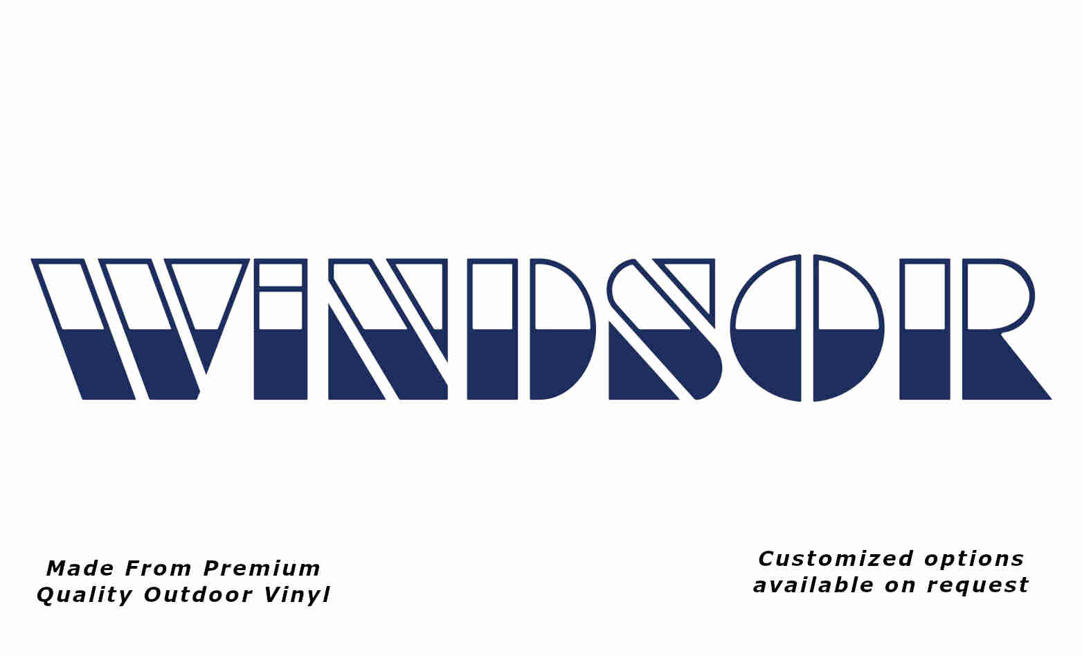 Windsor 1980s v2 half-fill caravan replacement vinyl decal sticker in dark blue.