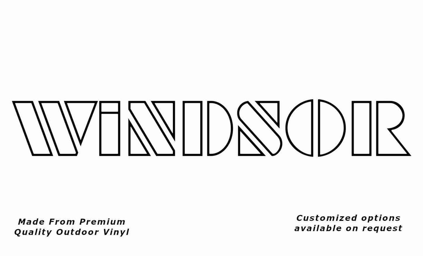 Windsor 1980s v2 no-fill caravan replacement vinyl decal sticker in black.