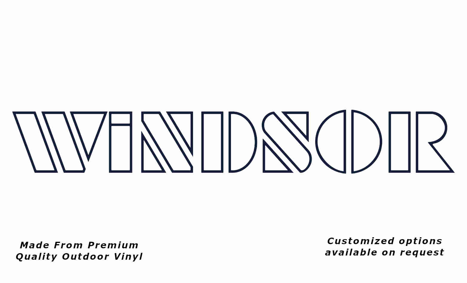 Windsor 1980s v2 no-fill caravan replacement vinyl decal sticker in deep sea blue.