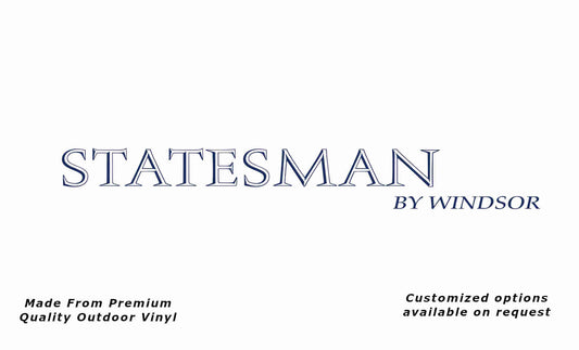 Statesman By Windsor 1996+ caravan replacement vinyl decal sticker in dark blue.